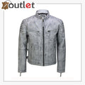 Mens Real Leather Antique Wash Retro Vintage Style Biker Jacket Slim Fit Bomber