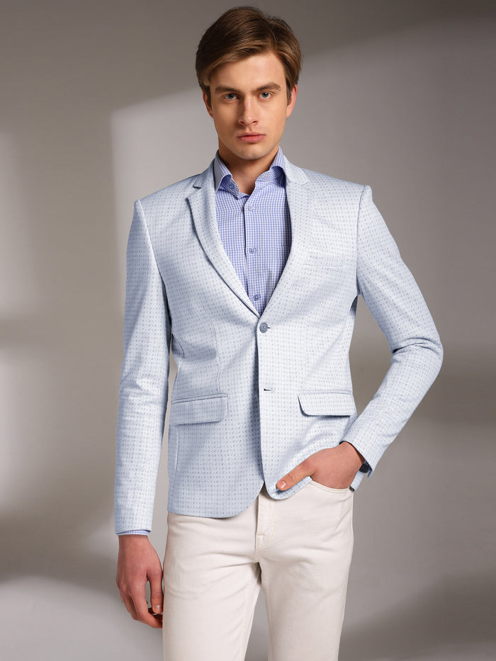 Men's Slim-Fit Micro-Houndstooth Pattern Blazer