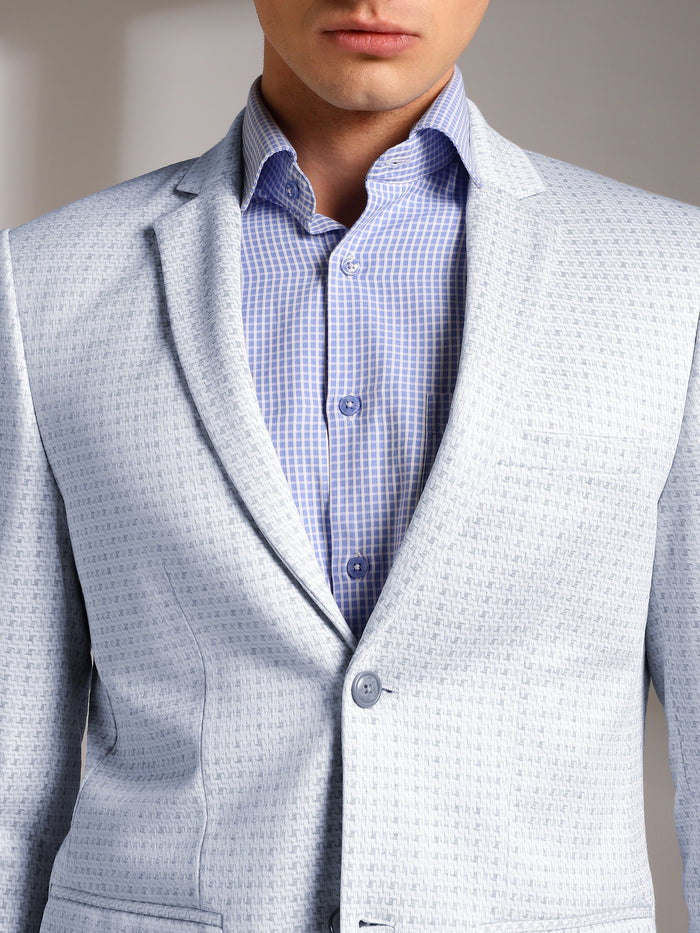 Men's Slim-Fit Micro-Houndstooth Pattern Blazer