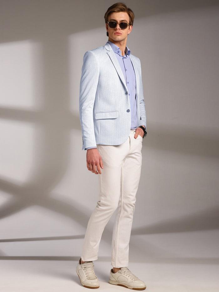 Men's Slim-Fit Micro-Houndstooth Pattern Blazer