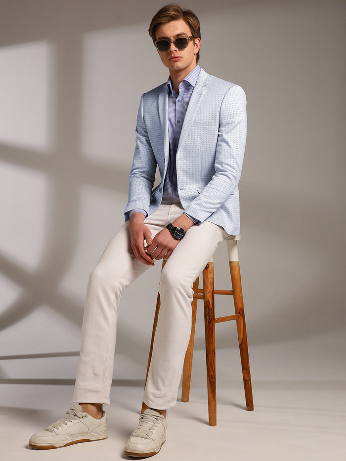Men's Slim-Fit Micro-Houndstooth Pattern Blazer