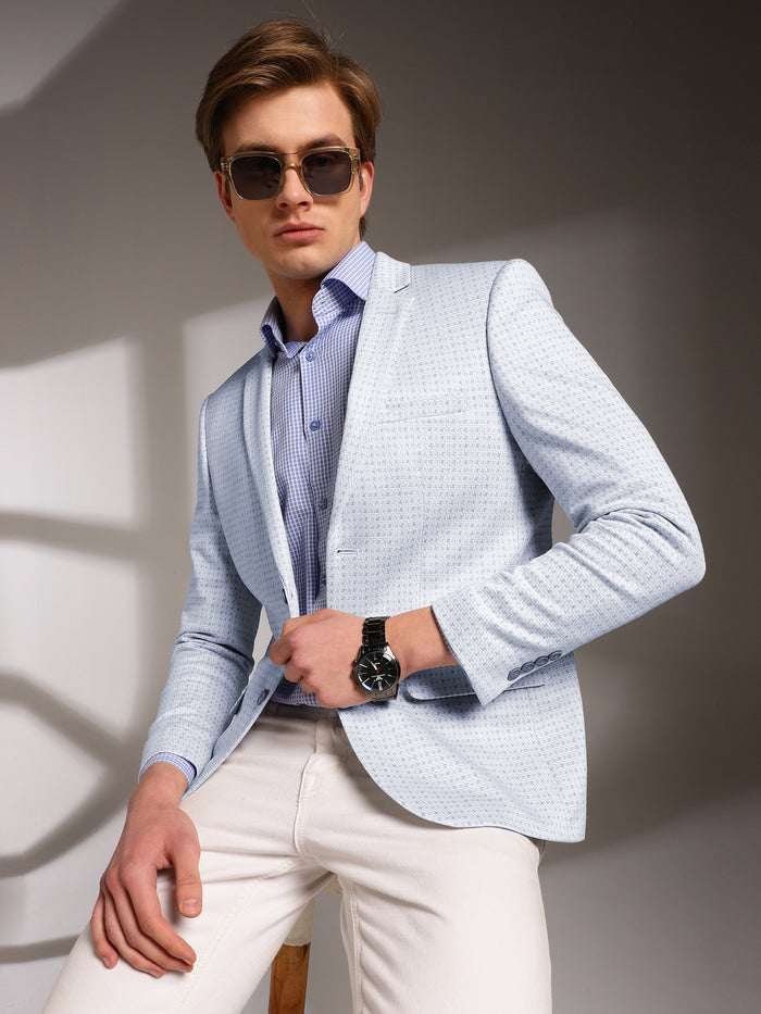 Men's Slim-Fit Micro-Houndstooth Pattern Blazer