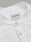 White Mandarin Collar Kurta Shirt for Men Front View