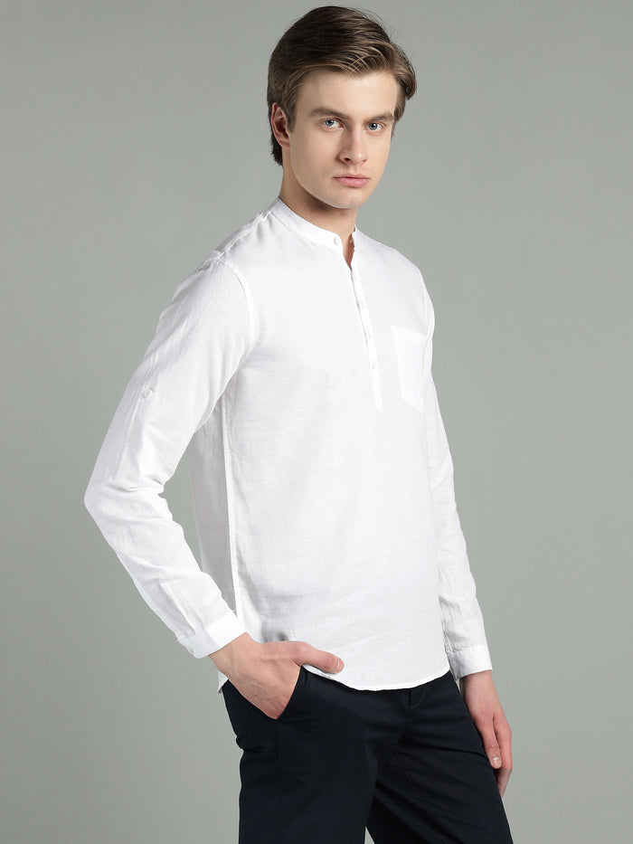 Premium White Linen Cotton Kurta Shirt for Men