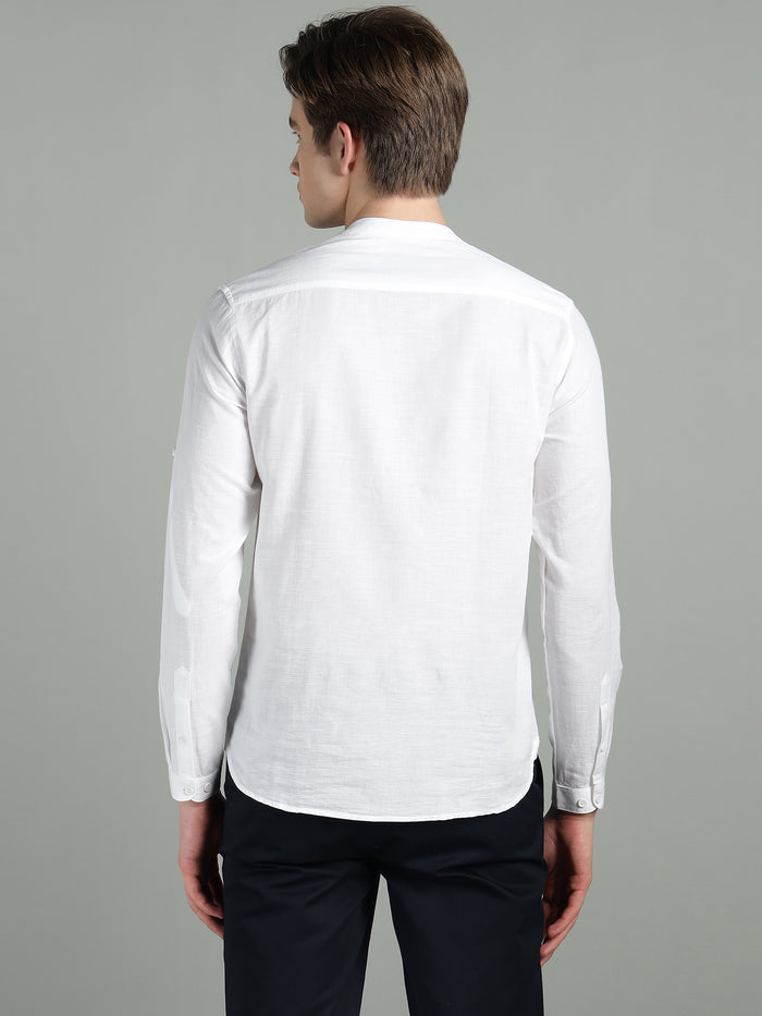 Richlook White Linen Cotton Full Sleeve Kurta Shirt