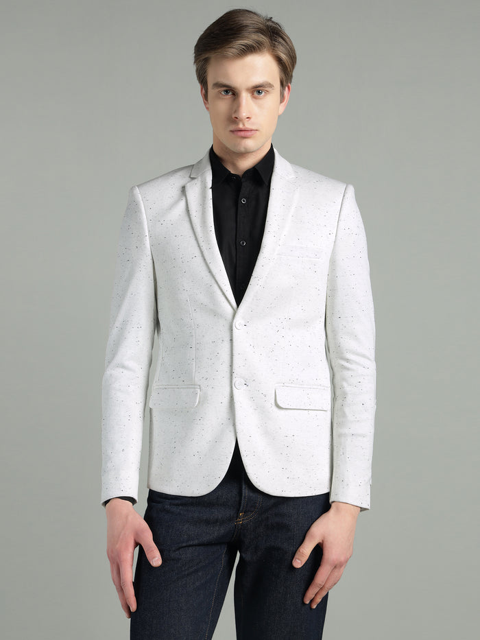 Men's White Speckled Textured Blazer