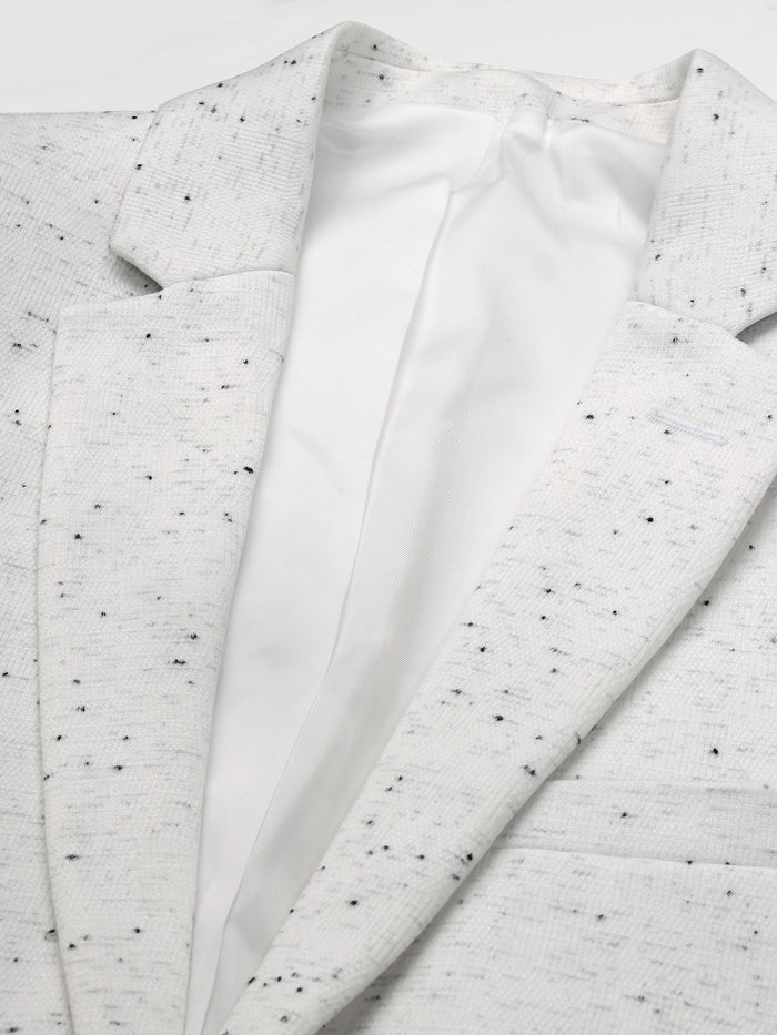 Men's White Speckled Textured Blazer