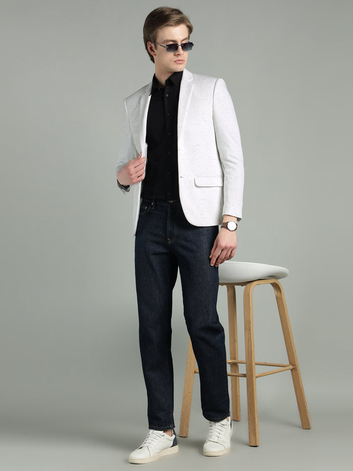 Men's White Speckled Textured Blazer
