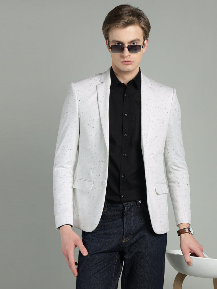 Men's White Speckled Textured Blazer
