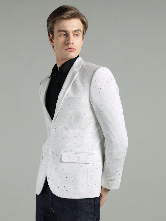 Men's White Speckled Textured Blazer