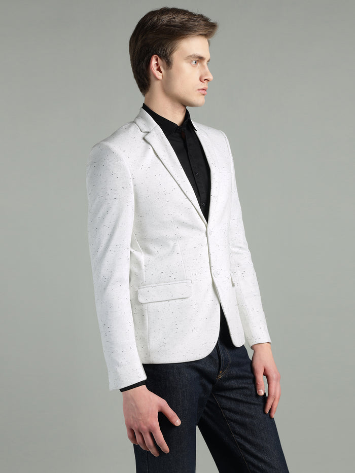 Men's White Speckled Textured Blazer