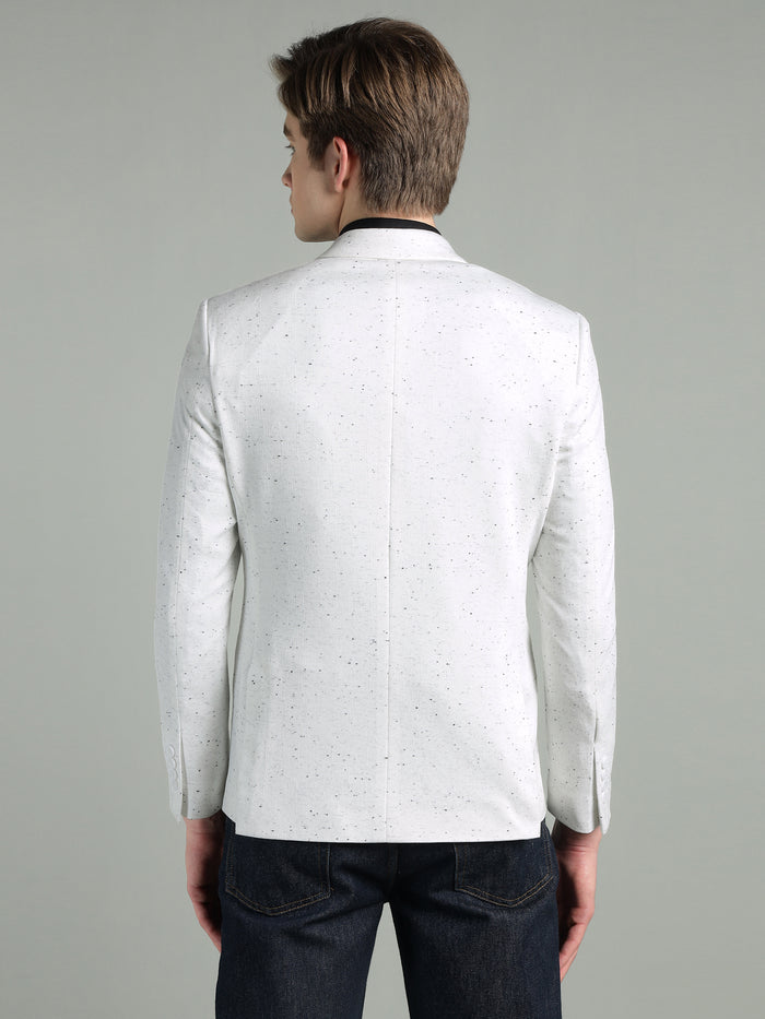 Men's White Speckled Textured Blazer