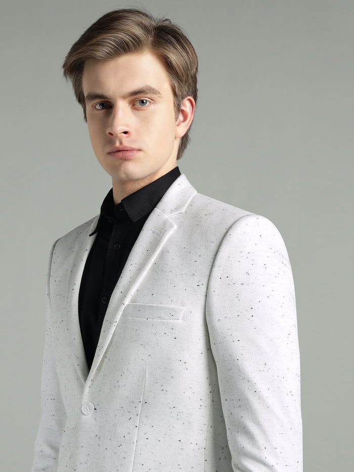 Men's White Speckled Textured Blazer
