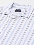 Men's White Stripe Cuban Collar Half Sleeve Shirt