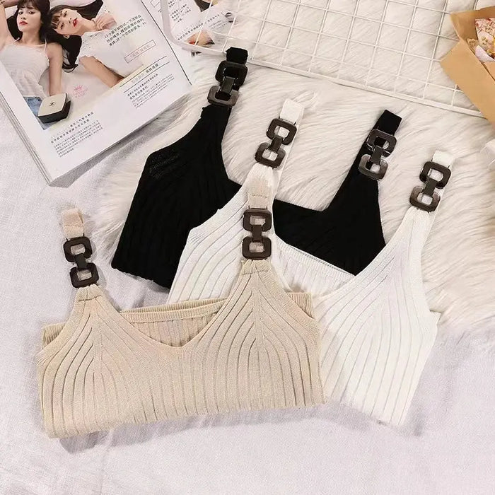 Metal Strap Knitted Tank Top fashionnsio