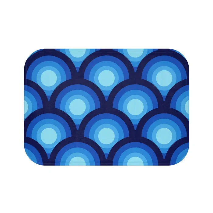 Mid Century Blue Peacock Design Bathroom Mat Retro 70s Decor - 24’’ × 17’’ - retro bathroom
