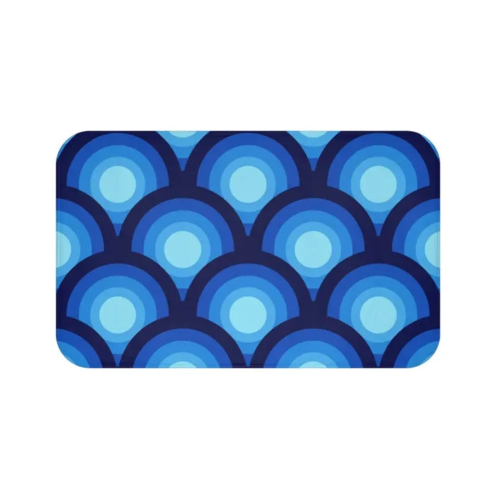 Mid Century Blue Peacock Design Bathroom Mat Retro 70s Decor - retro bathroom