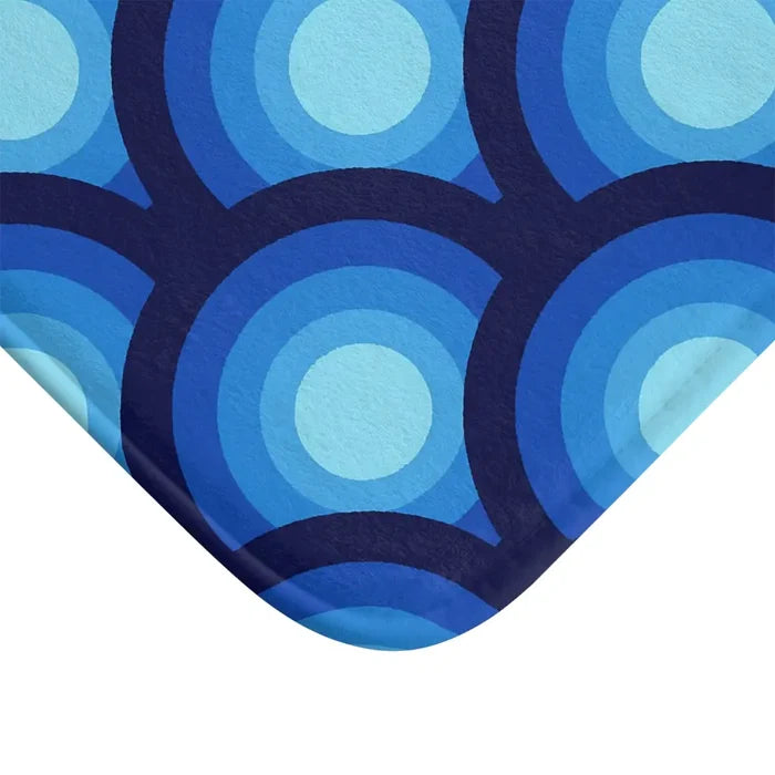 Mid Century Blue Peacock Design Bathroom Mat Retro 70s Decor - retro bathroom