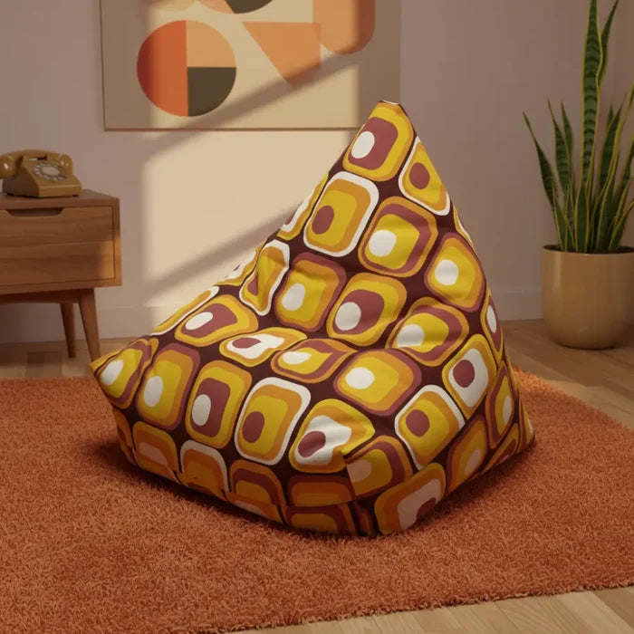 Mid Century Modern Bean Bag Chair Cover – Retro 70s Vintage Lounge Seat - retro bean bag