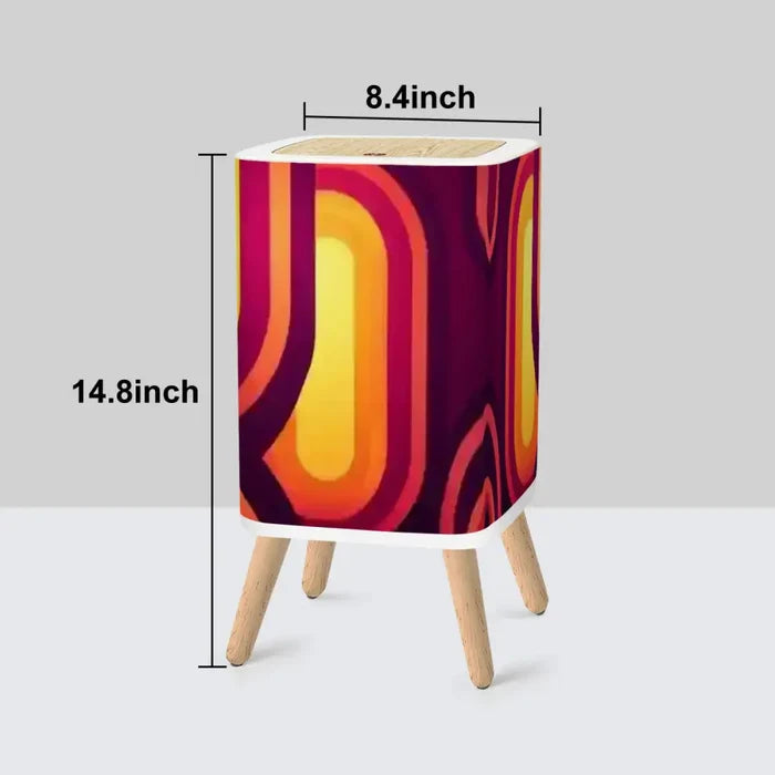 Midcentury Modern Nordic Trash Can with Lid: 70s Retro Vibrant Wastebasket - One Size - retro tash cans