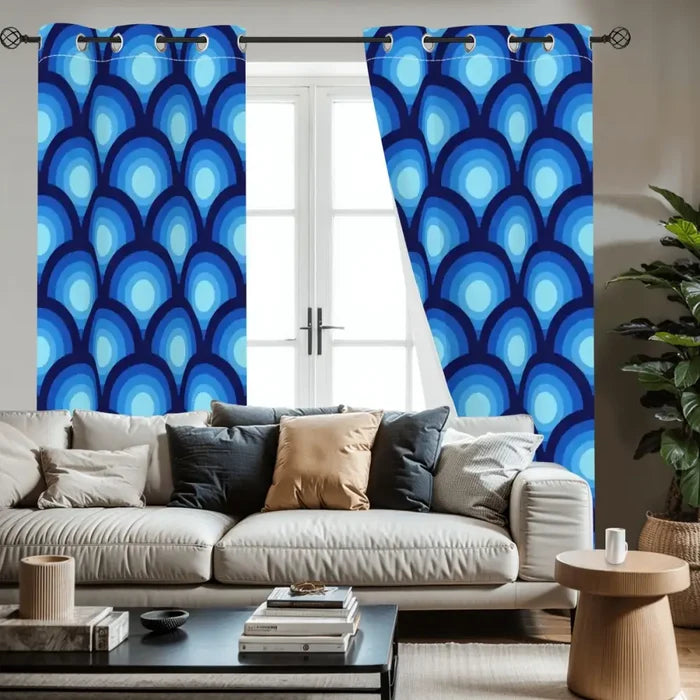 Midcentury Modern Peacock Eye Blackout Curtains: 70s Retro Multi Sizes - retro curtains
