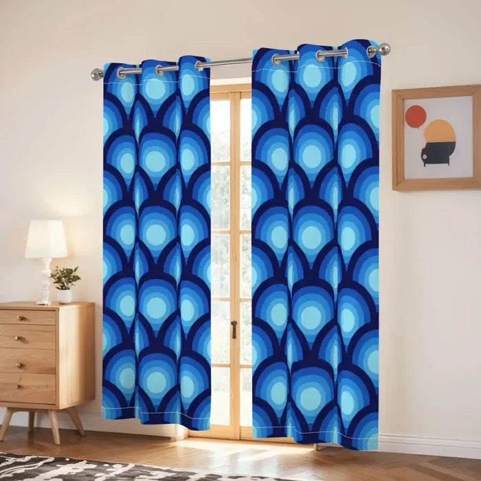Midcentury Modern Peacock Eye Blackout Curtains: 70s Retro Multi Sizes - retro curtains