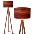 Midcentury Modern Tripod Floor Lamp: Rustic Wood Grain Reddish Brown - US Plug - retro floor lamps