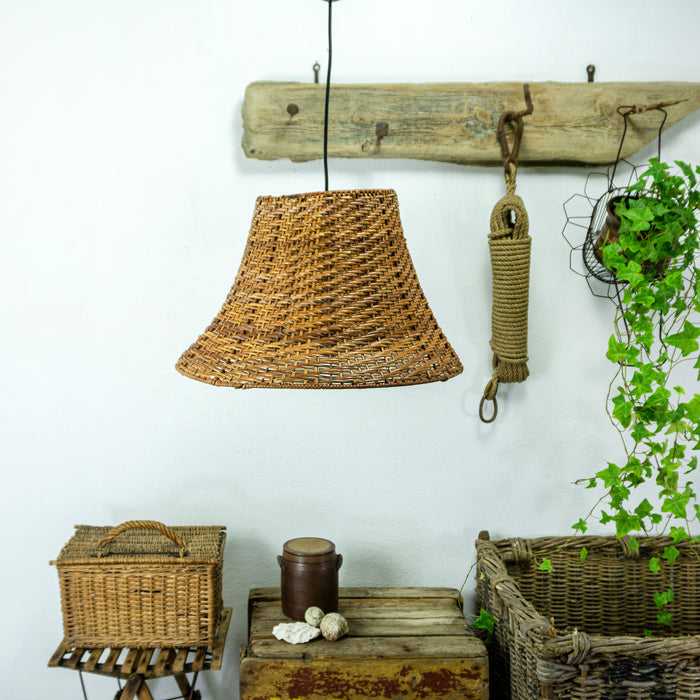 Midcentury WICKER PENDANT LAMP rustic farmhouse decor