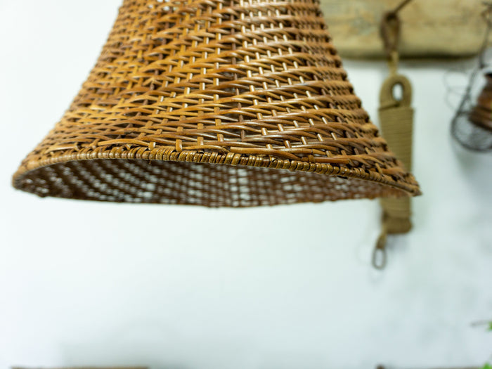 Midcentury WICKER PENDANT LAMP rustic farmhouse decor