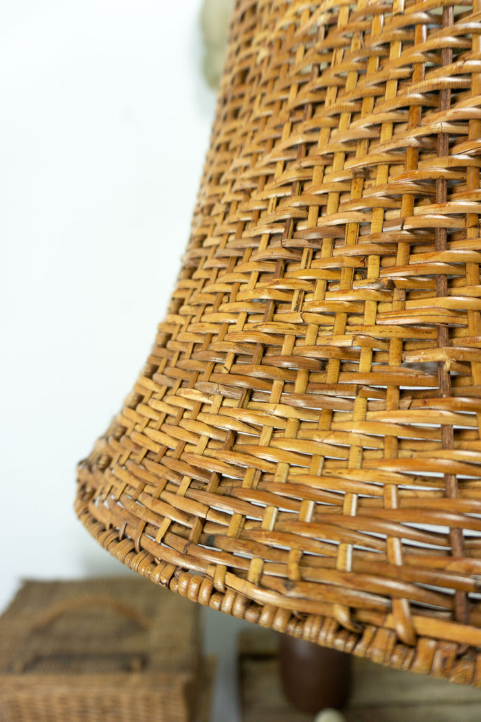 Midcentury WICKER PENDANT LAMP rustic farmhouse decor