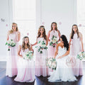 Mismatched Pink Chiffon Long A-line Simple Bridesmaid Dresses, AB1227