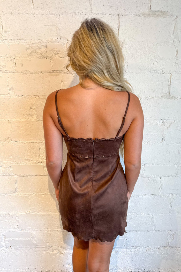 Moonstone Scallop Mini Dress, Black Dress, Suede Dress, Adeline Boutique, Dallas Boutique, Boutique Dresses