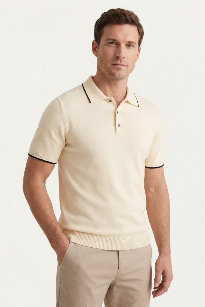 Morino Merino Knit Polo Beige