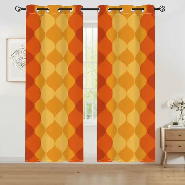Multi Sizes Retro 70s Blackout Curtains - Midcentury Modern Decor - 50’’x84’’x2pcs - retro curtains