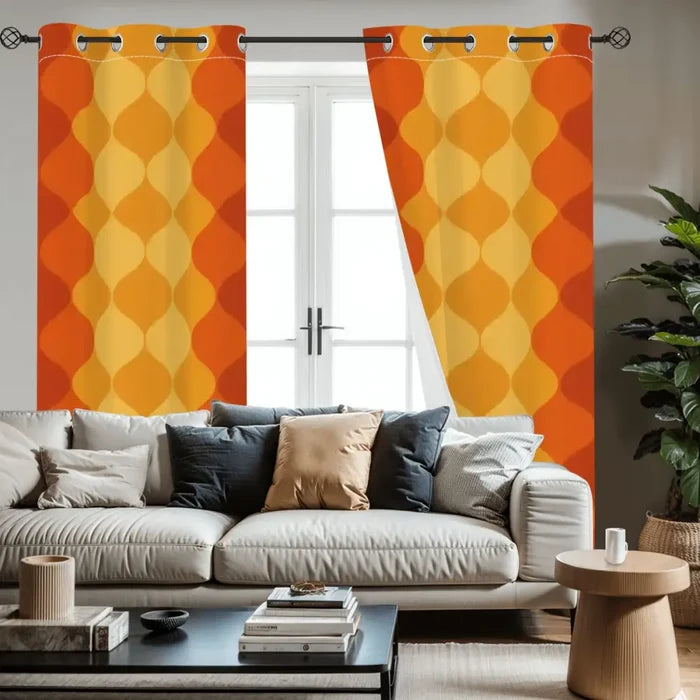 Multi Sizes Retro 70s Blackout Curtains - Midcentury Modern Decor - retro curtains