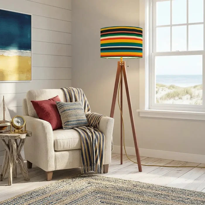 Multicolor Striped Triangle 60s Side Tables - Retro Tripod Nesting Table Set - retro nesting tables