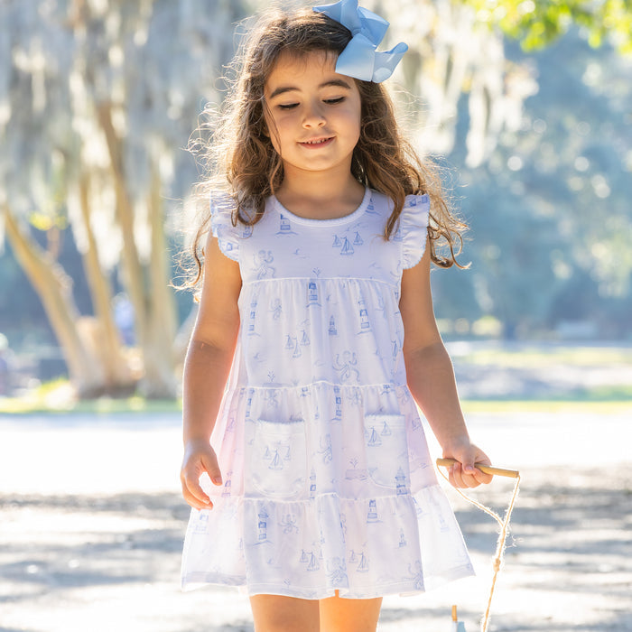 Nautical Toile Pima Flowy Dress