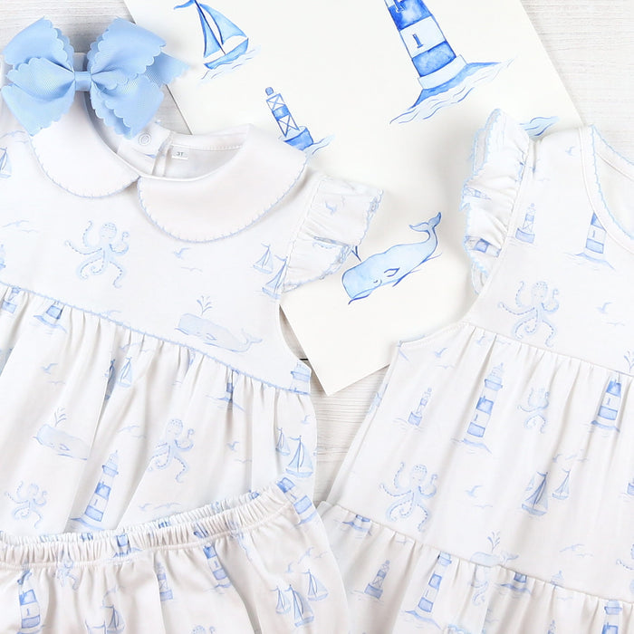 Nautical Toile Pima Flowy Dress
