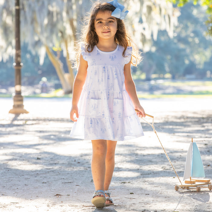 Nautical Toile Pima Flowy Dress