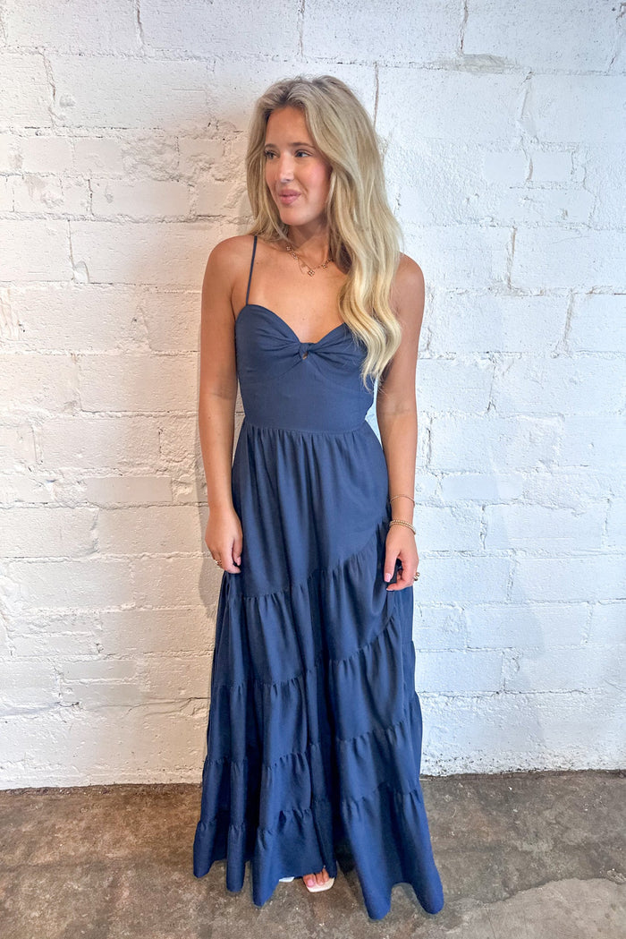 Navy Seashell Sky Dress, Maxi Dress, Dresses, Wedding Guest Dress, Adeline Boutique, Dallas Boutique, Boutiques, Boutique Dresses, Vacay Dress