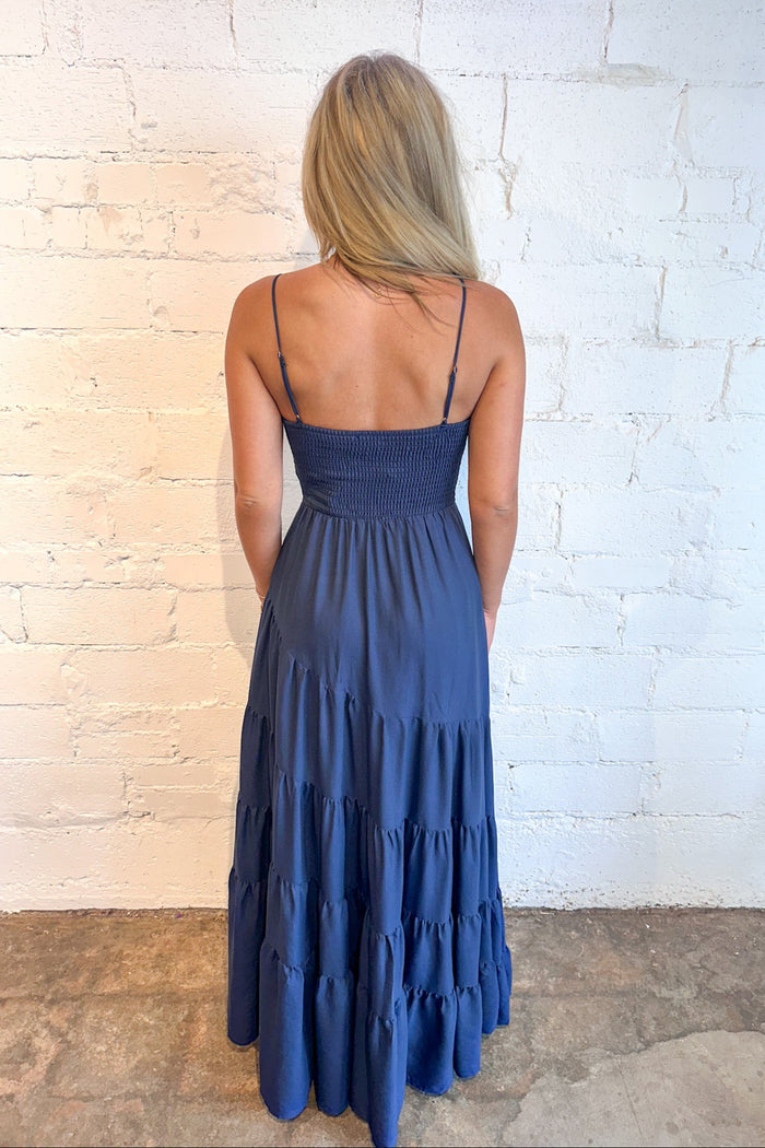 Navy Seashell Sky Dress, Maxi Dress, Dresses, Wedding Guest Dress, Adeline Boutique, Dallas Boutique, Boutiques, Boutique Dresses, Vacay Dress