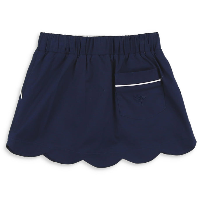 Navy Twill Scallop Skort - navy girls back to school skort matching bottom back shrimp and grits kids clothing
