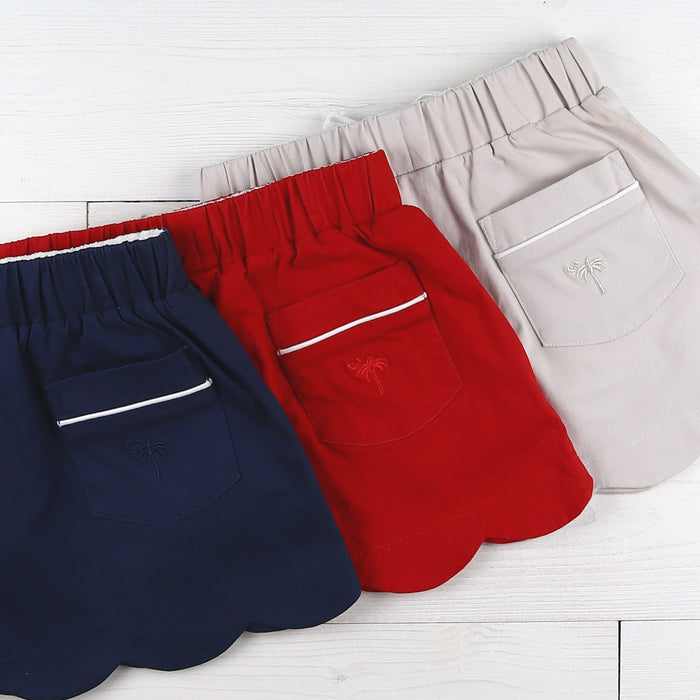 Navy Twill Scallop Skort - skort closeup