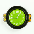 Neon green black 1970s German CERAMIC WALL CLOCK by Pallas