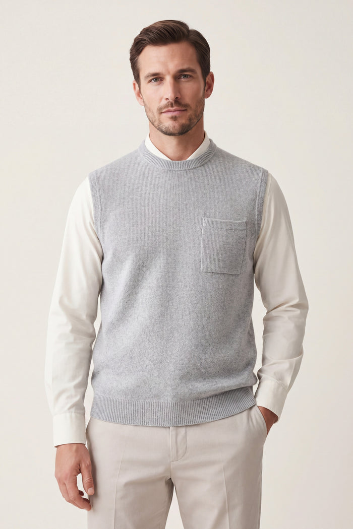 Nerio Extra-Fine Crew Vest Grey