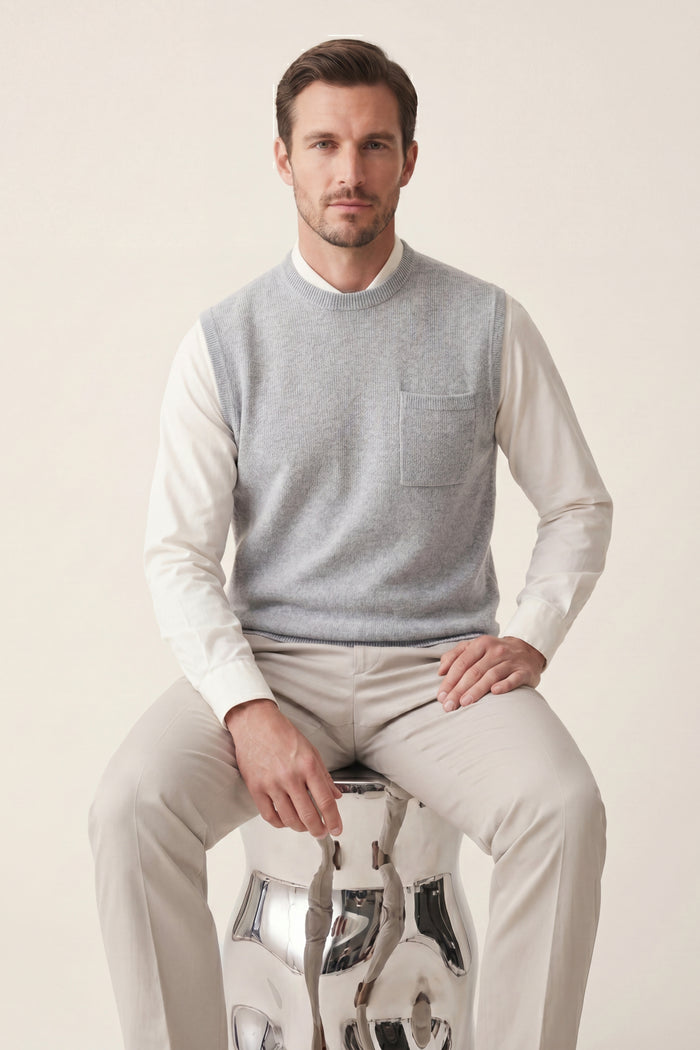 Nerio Extra-Fine Crew Vest Grey