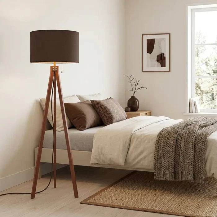 Nordic Retro Tripod Floor Lamp Mokka Brown Shade - retro floor lamps