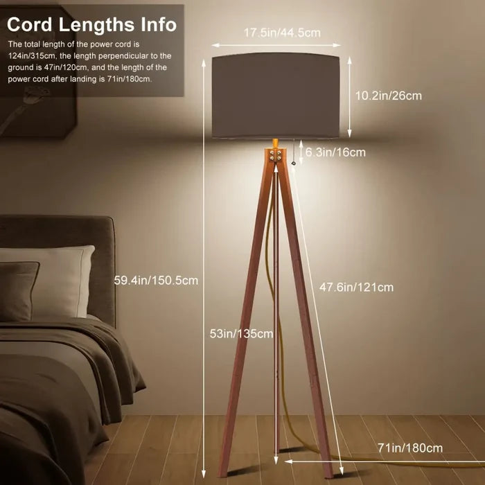Nordic Retro Tripod Floor Lamp Mokka Brown Shade - retro floor lamps