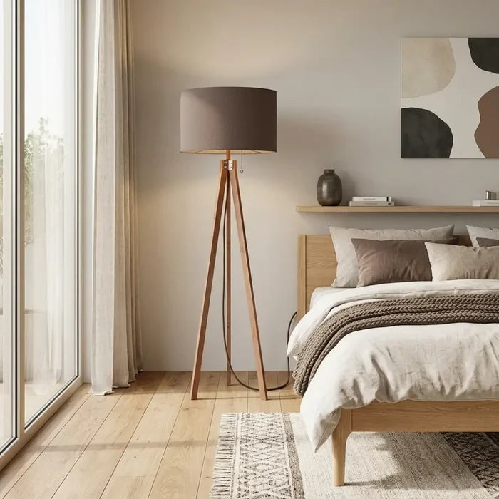 Nordic Retro Tripod Floor Lamp Mokka Brown Shade - retro floor lamps