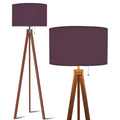 Nordic Retro Wooden Tripod Floor Lamp Muted Plum Eggplant Shade - US Plug - retro floor lamps